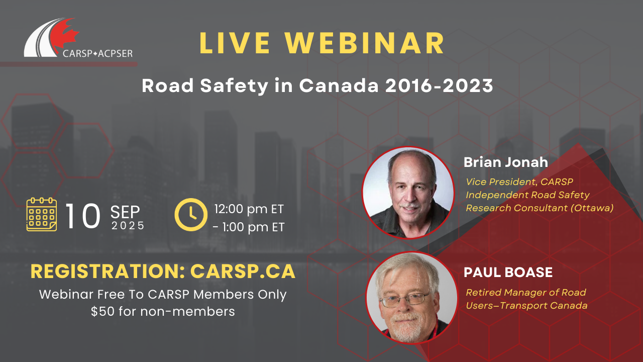 Banner image for webinar including the title, date, and speaker images and names: White and yellow text on a grey background with CARSP logo in the top left-hand side. 